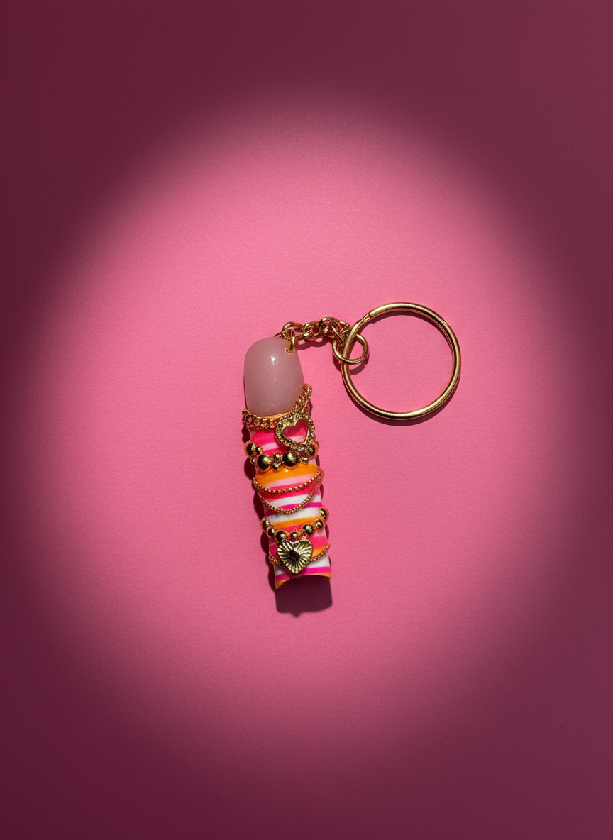 Press On Keychain (pink & orange)