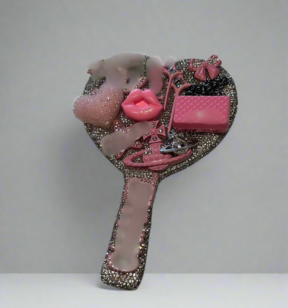 Bling mini mirror (pink+silver)