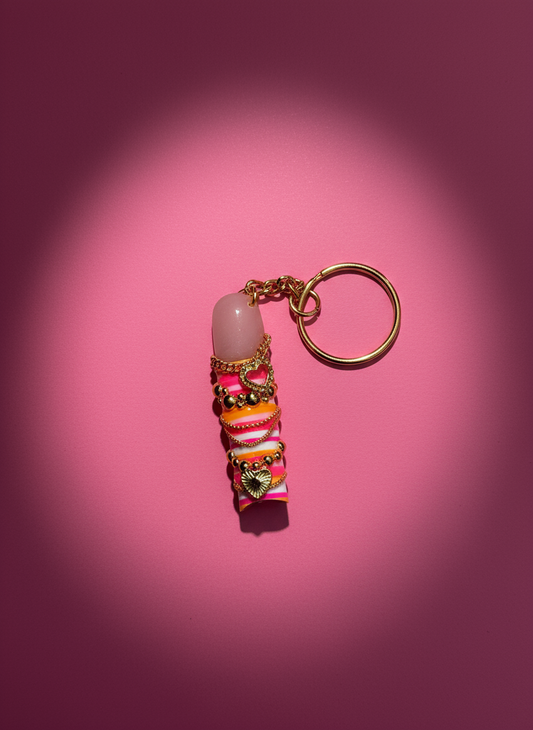 Press On Keychain (pink & orange)