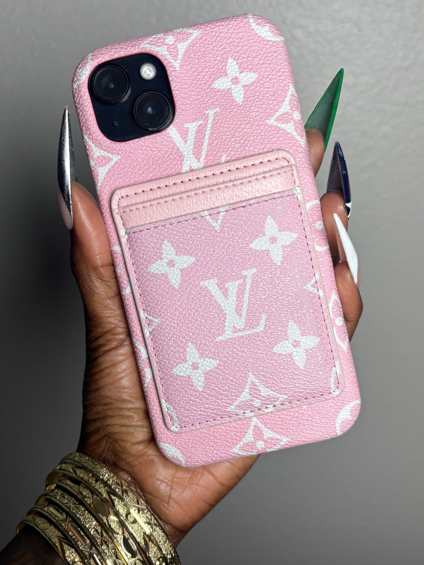 Pink LV Inspo Card Holder Case